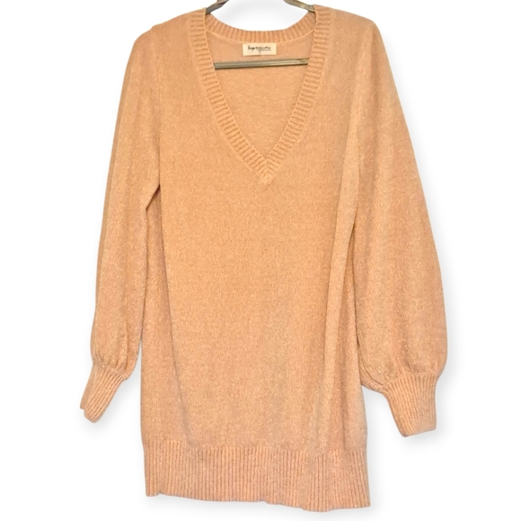 Impressions Peach Chenille Sweater Dress Sz L - Picture 2 of 7